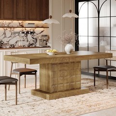 63 Inch Rectangular Dining Table Farmhouse Wooden Kitchen Table for 4-6 People