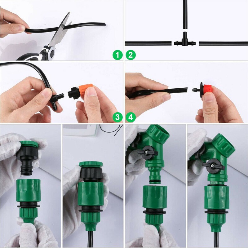 100ft Drip Irrigation System Garden Plant Self Watering Hose Micro Sprinkler Kit gallery
