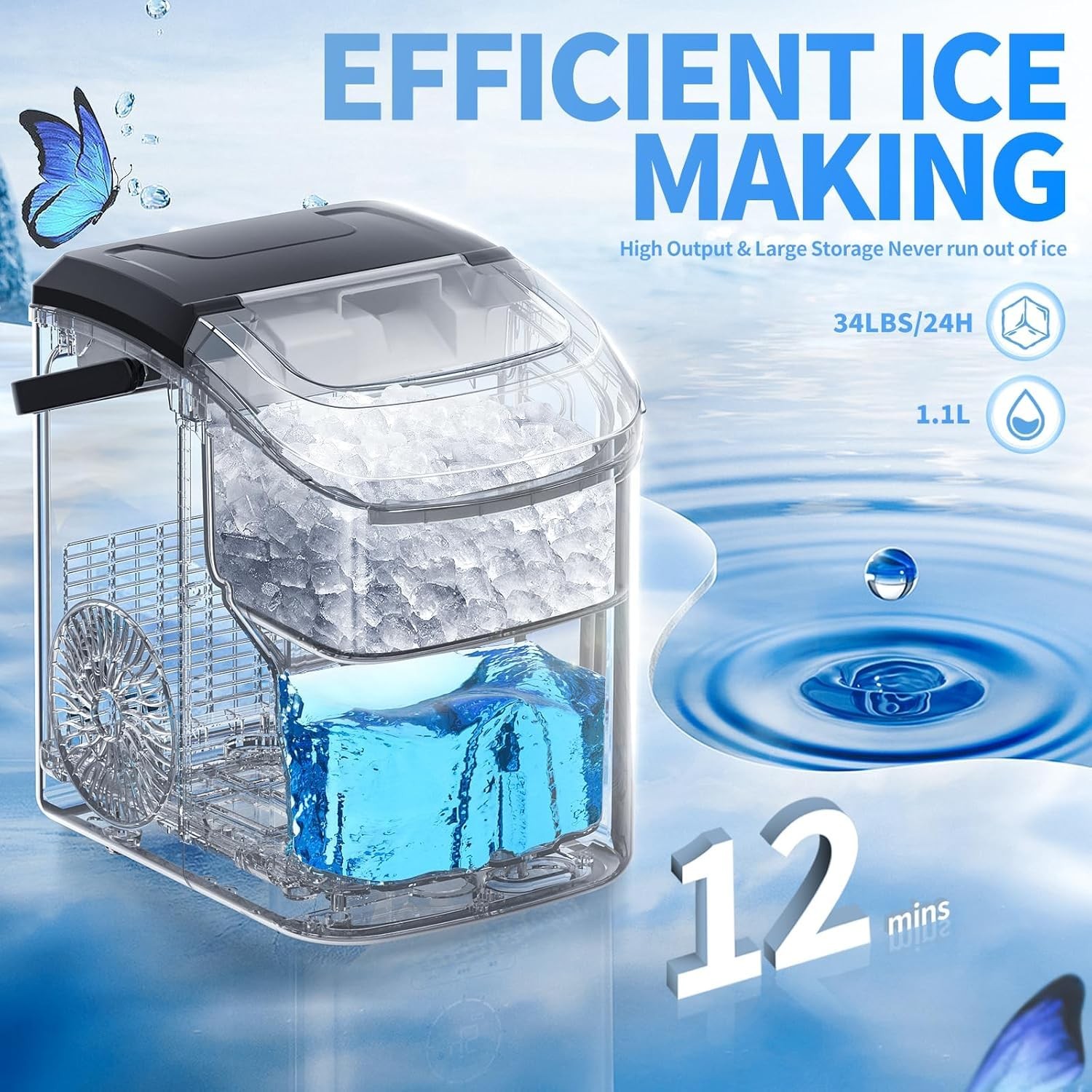 Antarctic Star Nugget Ice Maker Countertop 34 lbs Day gallery