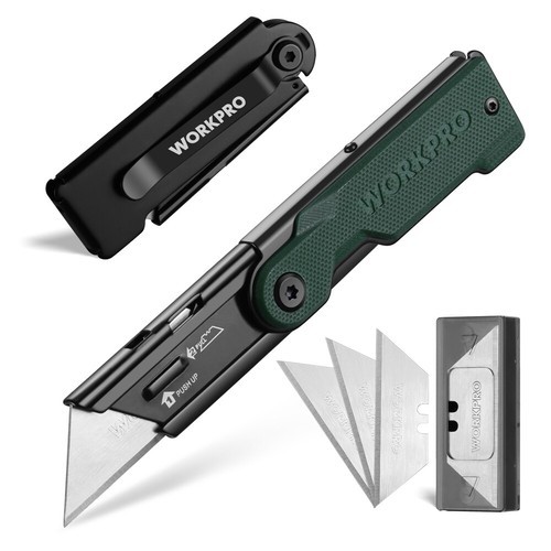 WORKPRO Folding Utility Knife with 10 Extra SK5 Blades EDC Razor Sharp Knife USA gallery