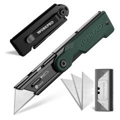 WORKPRO Folding Utility Knife with 10 Extra SK5 Blades EDC Razor Sharp Knife USA