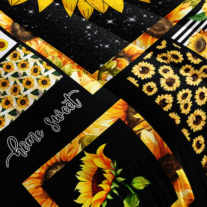 Sunflower Queen Bedding Set, Yellow Comforter for Girls and Teen Boys, Western B gallery