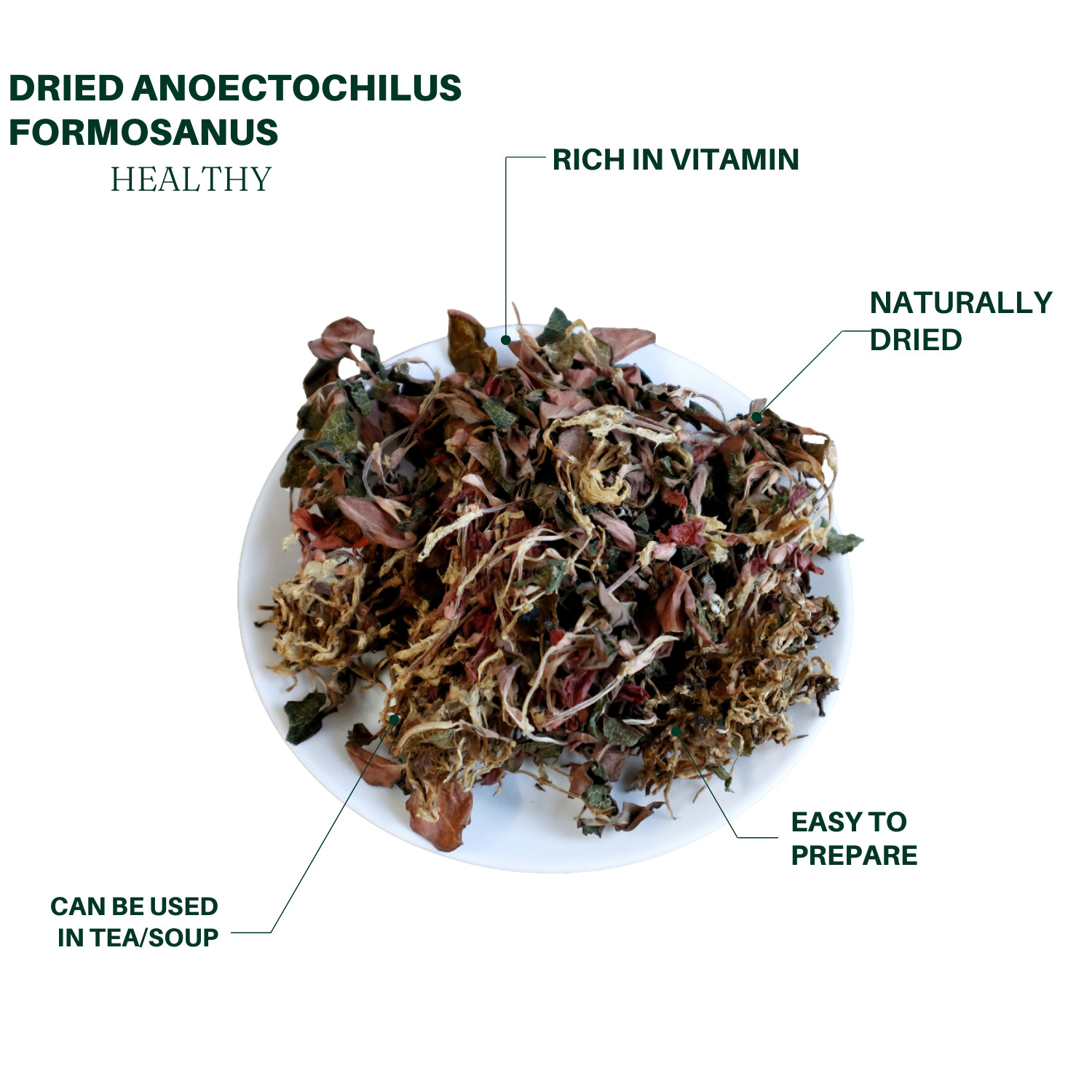 Dried Anoectochilus formosanus 50g Golden Thread Orchid herbal tea 九龍堂 金线莲 养生茶 gallery