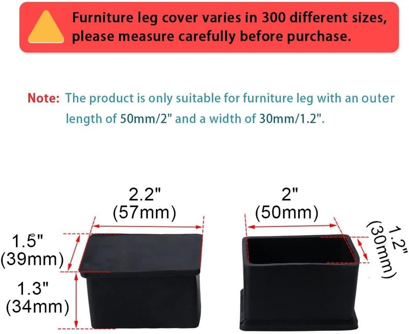 Rubber Rectangle Chair Leg Caps End Pad Feet Cover Furniture Slider Floor Pro... gallery