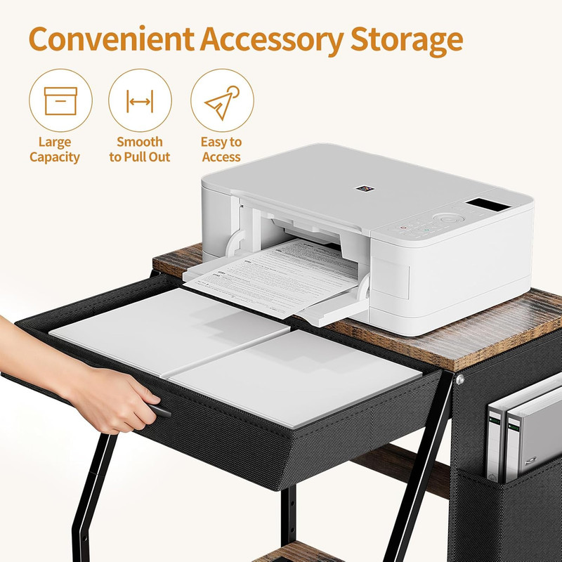 Housolution Large Printer Stand, 3 Tier 22 X 18 Inch Mobile Printer Table with C gallery