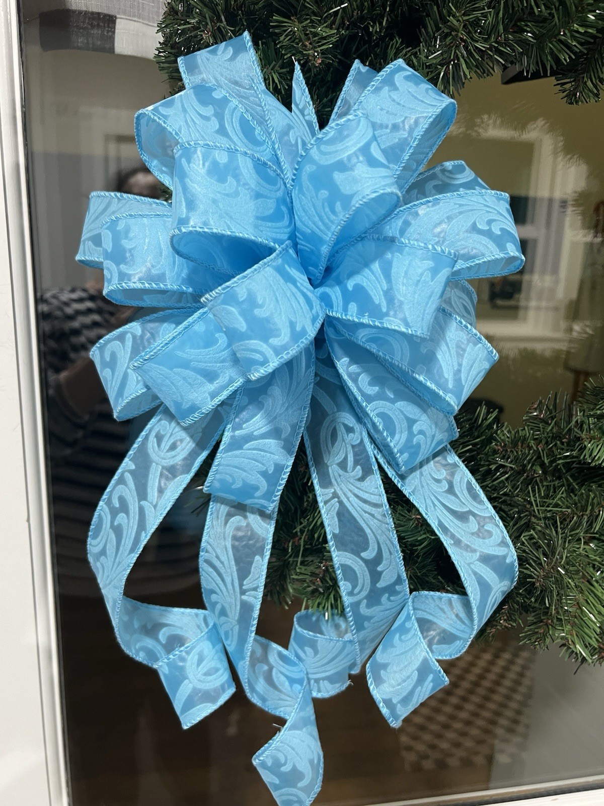 Handmade Teal Turquoise Blue Bow Spring Summer All Year Easter Wreath Bow Decor gallery