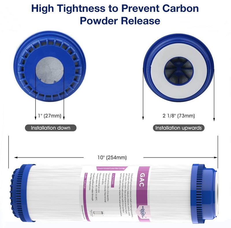 25 Pack 10"x2.5" Granular Activated Carbon Water Filter GAC Replacement RO 5μm gallery