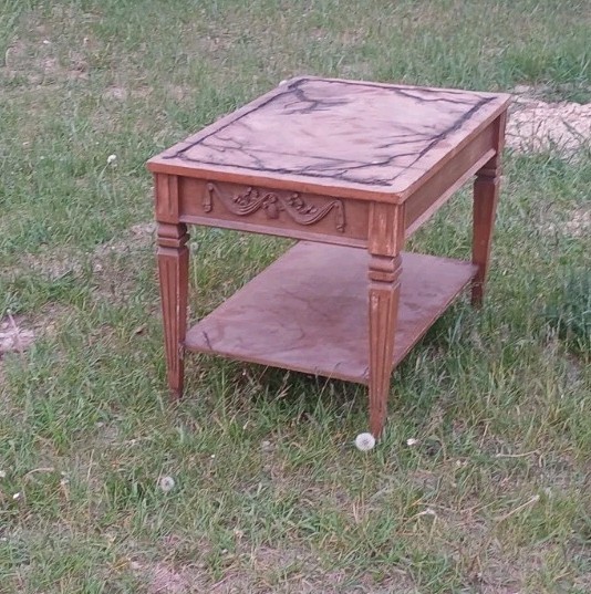 Rectangular Brown Wooden Side Table with Lower Shelf, 30x18x28 in, Indoor gallery