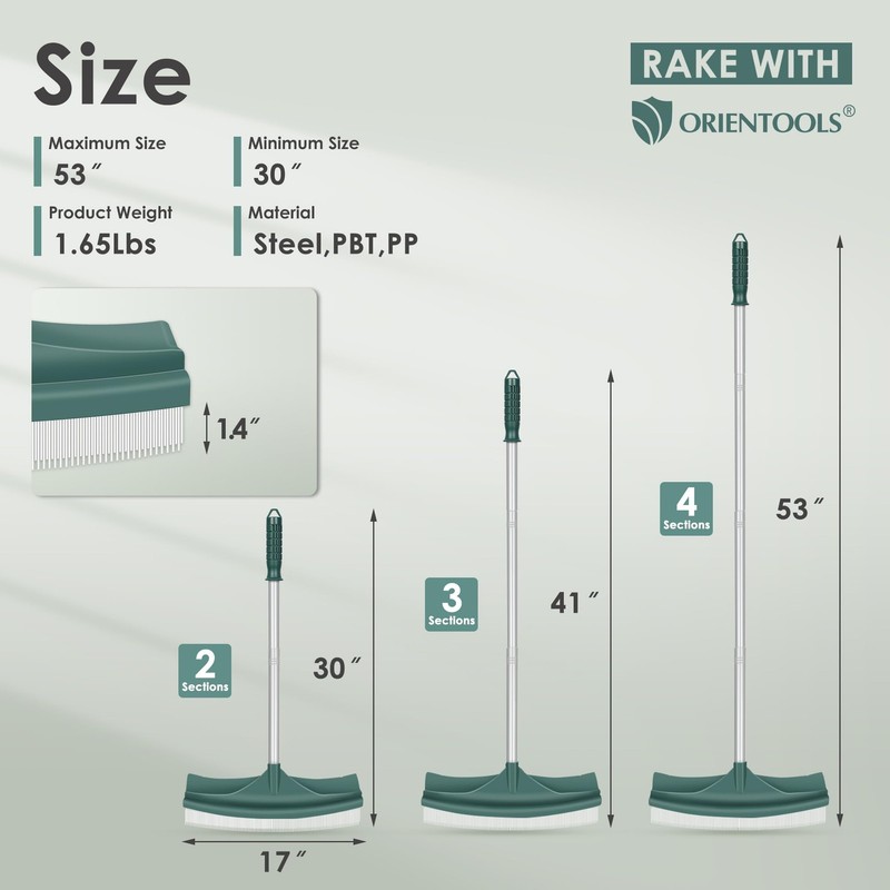 Artificial Turf Rake 4 Section Adjustable Handle 30 to 53 Telescopic ORIENTOOLS gallery