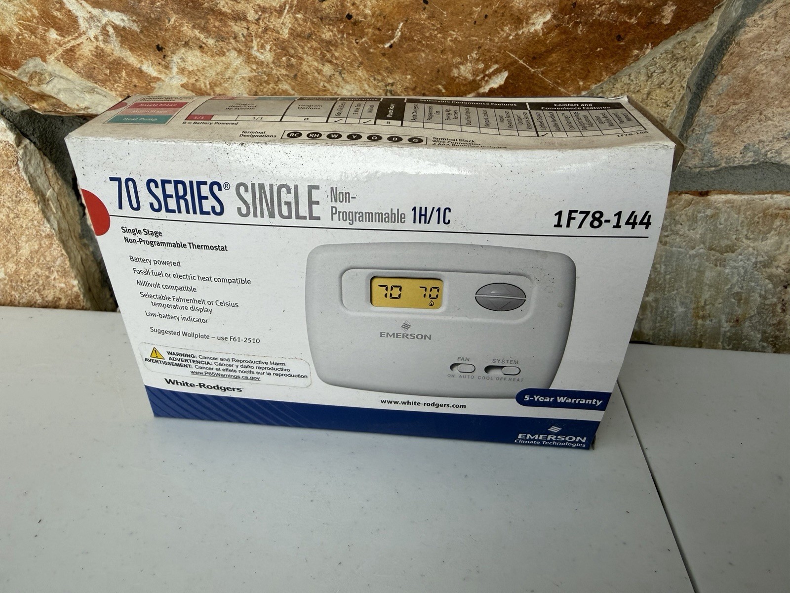 NEW WHITE-ROGERS 1F78-144 Emerson Single Stage Thermostat, 1 Heat/1 Cool gallery