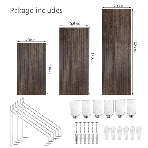Floating Shelves Set of 3 Rustic Solid Wood Floating Shelf L+M+S Retro Color gallery