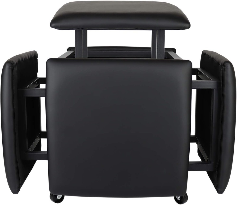 5 in 1 Nesting Ottoman Cube Chair, Stackable Stools, Leather Square Ottoman Benc