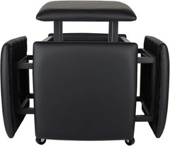 5 in 1 Nesting Ottoman Cube Chair, Stackable Stools, Leather Square Ottoman Benc