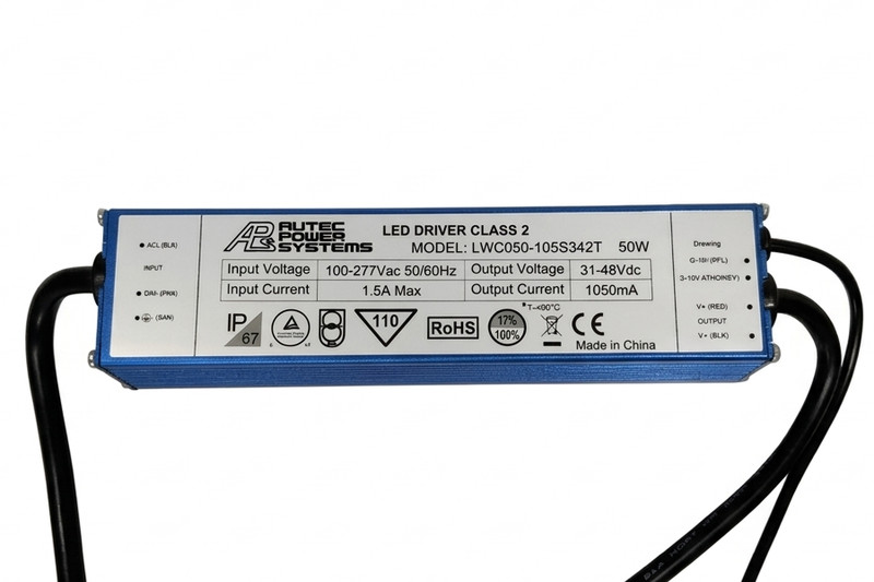 Autec 50W Constant Current LED Driver 1050mA 31-48V 0-10V 100-277V IP67 Class 2 gallery