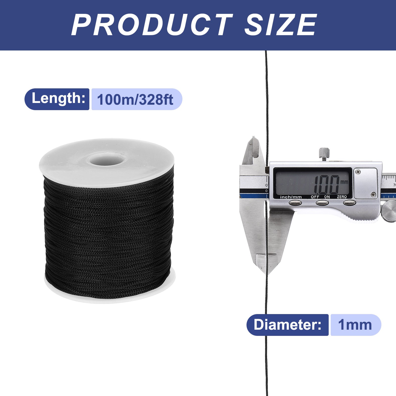 1/16 Inch Polypropylene Rope Braided Ropes 328ft Nylon Rope Black gallery