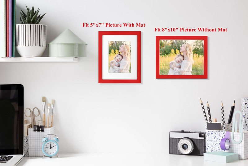 8x10 Picture Frame Solid Wood Shatter Resistant 8x10/5x7 Red 1 Pack for Wall Dec gallery