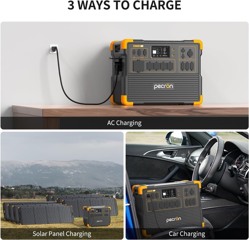 Used pecron E3600LFP Portable Power Station 3072Wh 3600W LiFePO4 Battery Home gallery