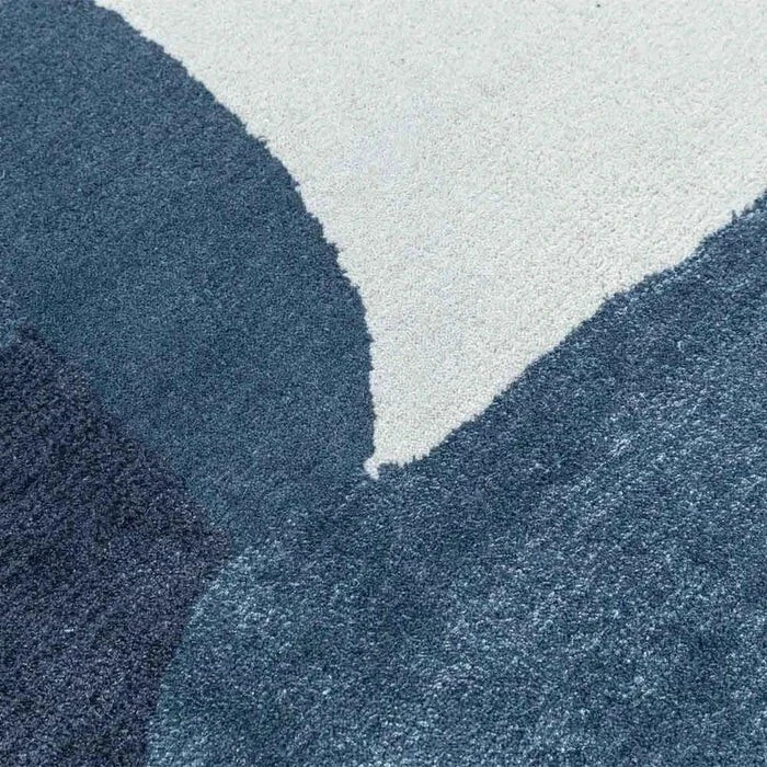 8x12 ft Handmade Hand‑Tufted Wool Area Rug Blue Abstract Modern Living Room Rug gallery