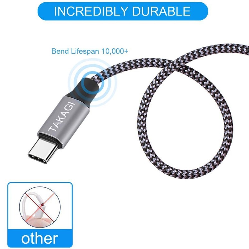 TAKAGI USB to USB C Cable (3Pack 6ft) USB A to Type C Cable Fast Charging Nylon gallery