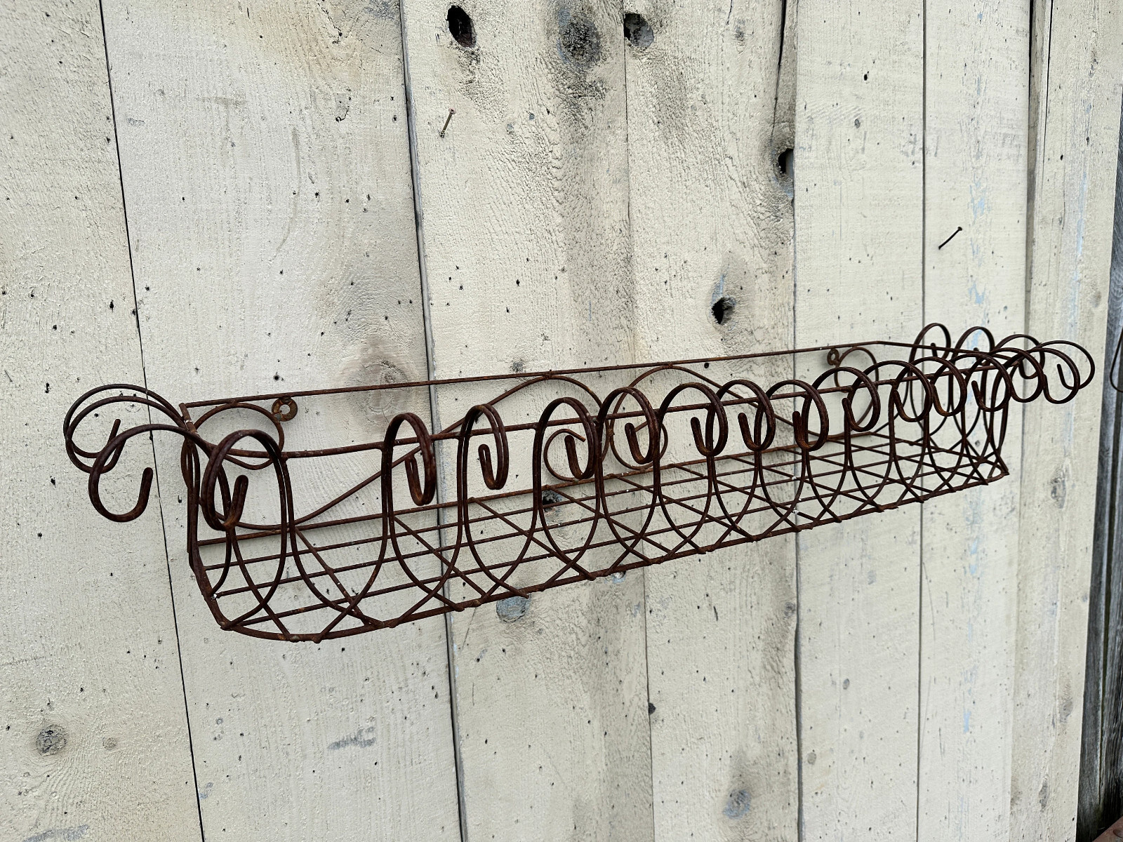 45" Window Box Wall Mount Planter - Outdoor Patio Metal Basket Wrought Iron gallery