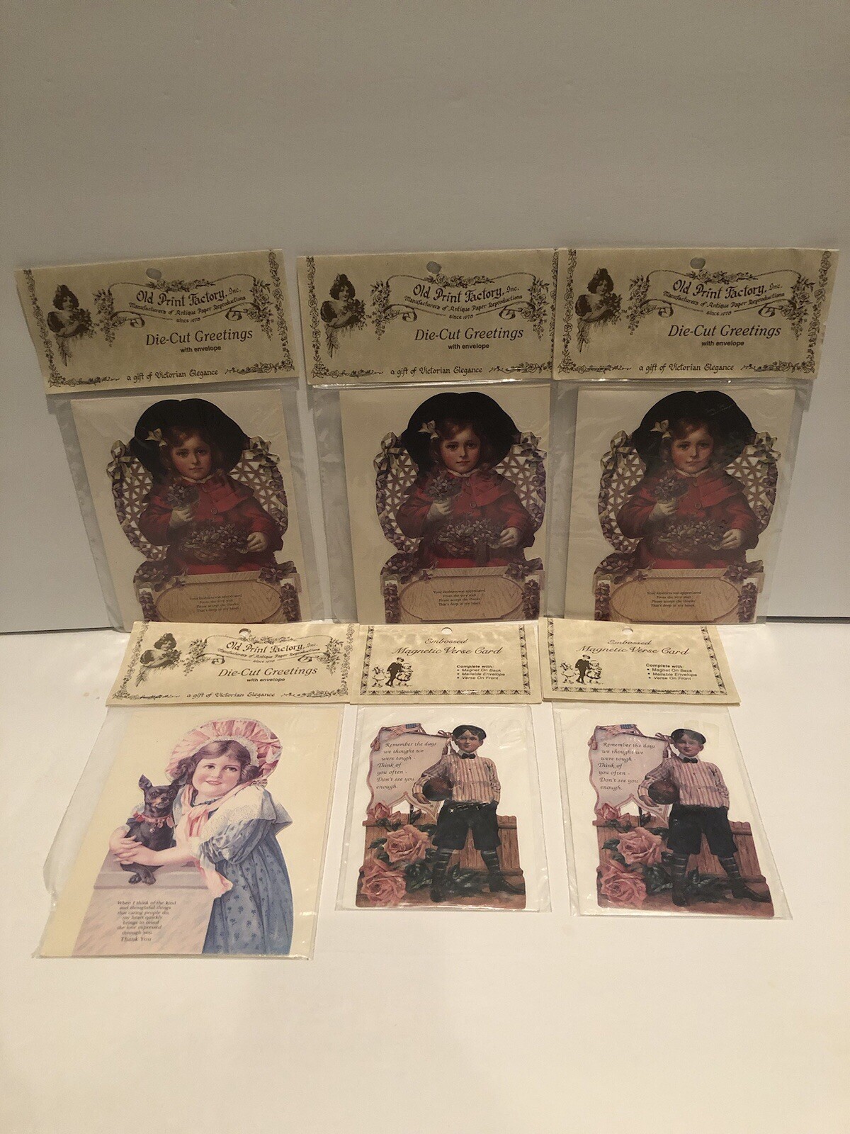 Victorian Reproduced 6~Die-Cut Greetings Children Designs by Old Print Factory gallery