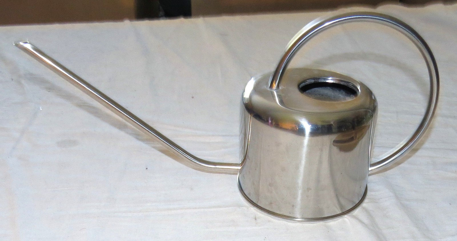 Watering Can - Silvertone Metal - Round Body - 15 inches total length gallery