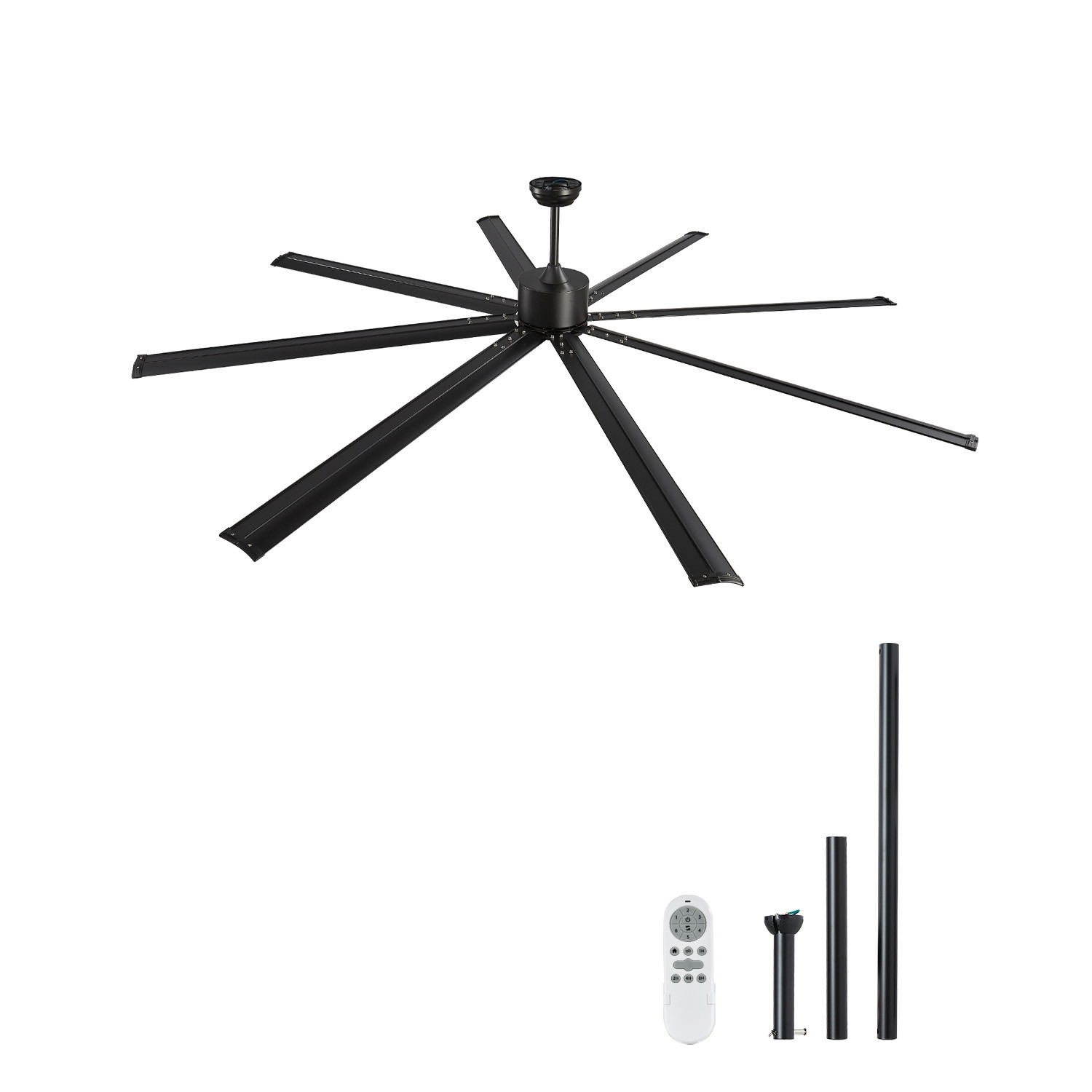 96" Aluminum Ceiling Fan No Light Remote Control Reversible DC Motor Black gallery