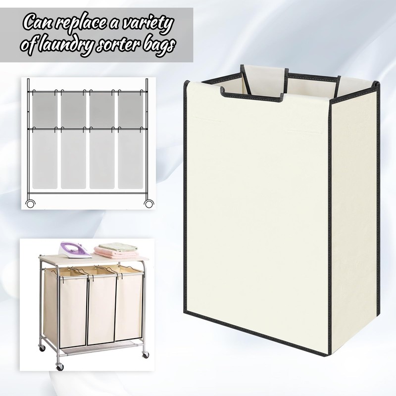 3 Pack Large Laundry Sorter Replacement Bags, Hamper Cart Removable Replaceme... gallery