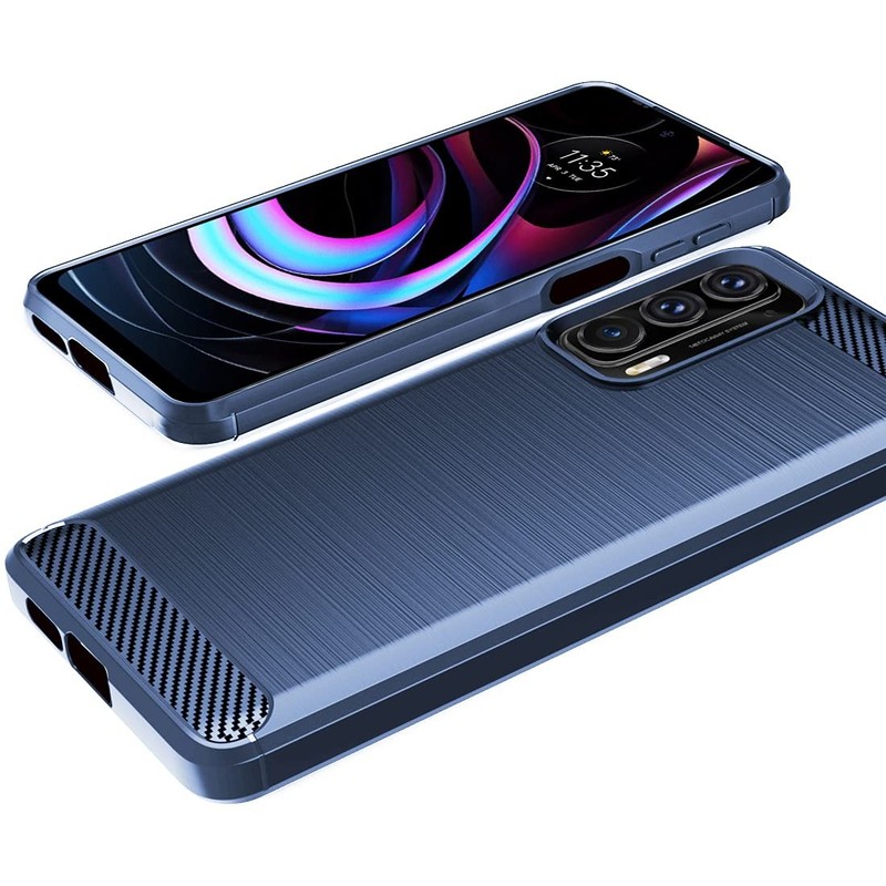 Moto Edge 2021 Case, 5G UW, Flexible TPU, 2pcs Screen Protector, Navy Blue gallery