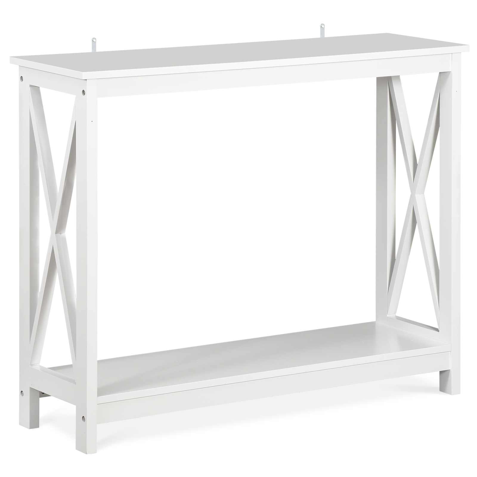Console Table Entryway Table Narrow Sofa Side Table with 2-Tier Shelves White gallery