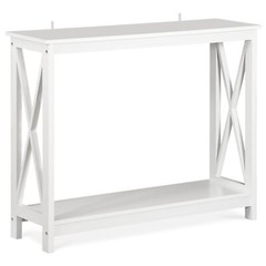 Console Table Entryway Table Narrow Sofa Side Table with 2-Tier Shelves White