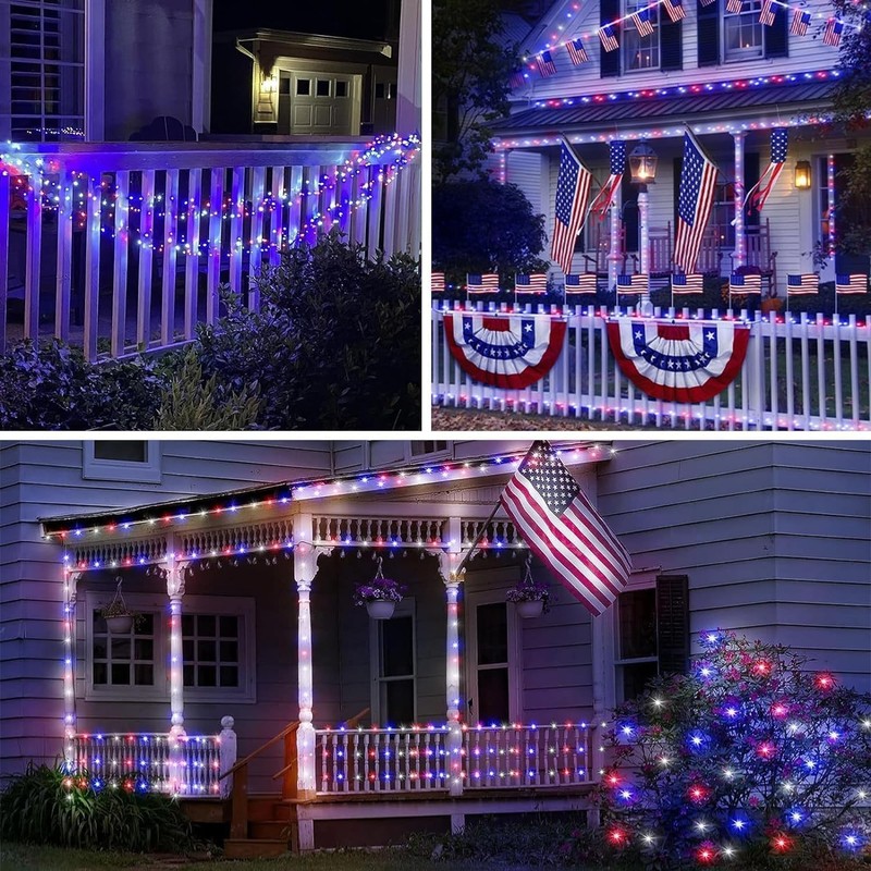 Versatile 200 LED Red White Blue Decorative Lights - Perfect for National Day gallery