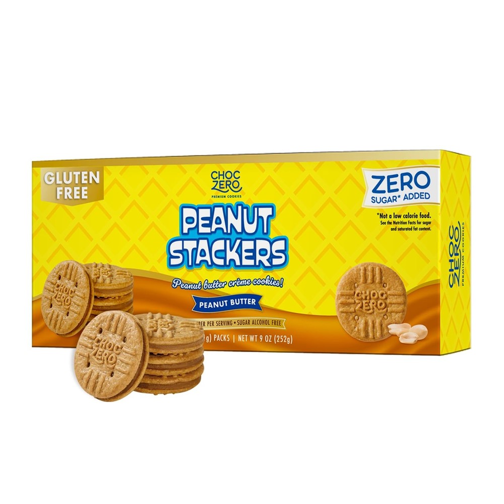 ChocZero Peanut Stackers Sandwich Cookies Gluten Free, 24 Cookies, 9 oz