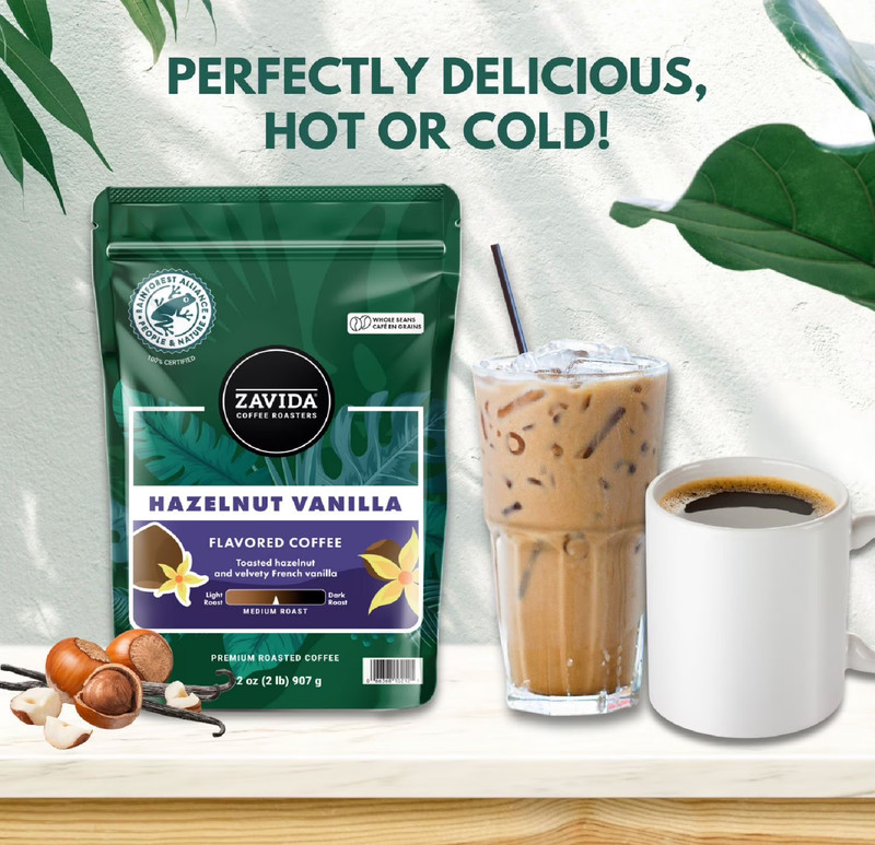 Zavida Coffee Whole Bean Coffee, Hazelnut Vanilla, 32 oz. gallery