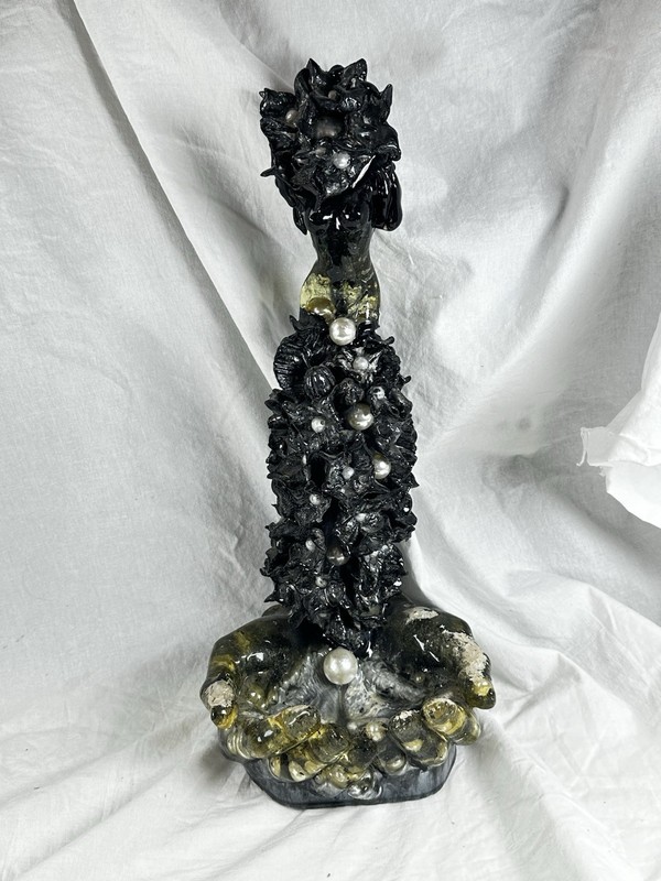 Handmade Gothic Resin Goddess Statue - Dark Fantasy Art Sculpture with Pearls gallery