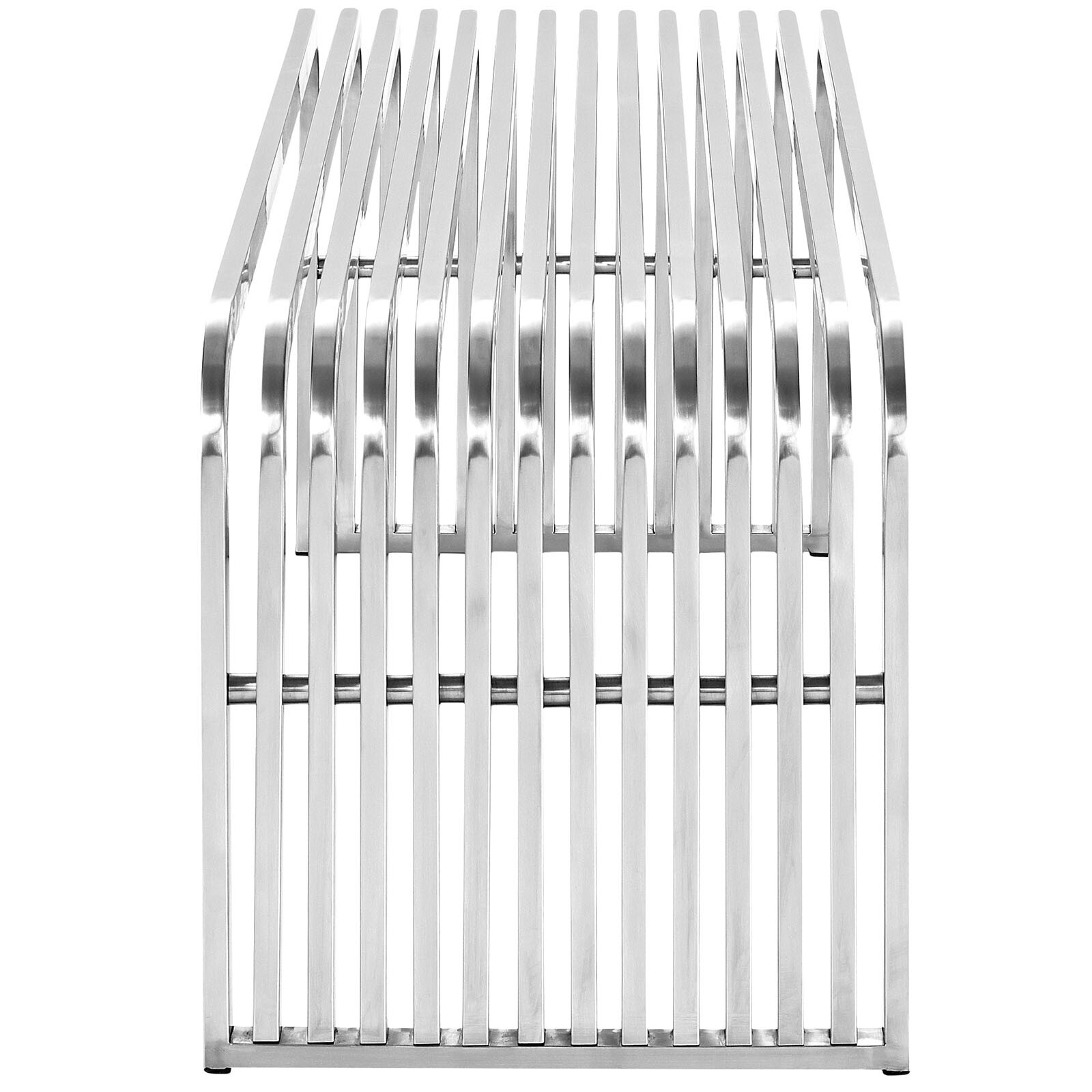 Modway Pipe Contemporary Modern Stainless Steel Metal Bench, 47" gallery