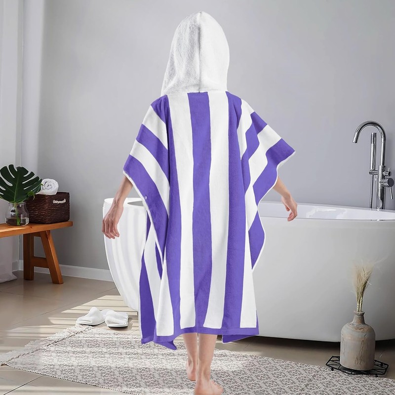 Pure Cotton Super Soft and Quick Dry Striped Poncho Robe Kids Beach Towels gallery