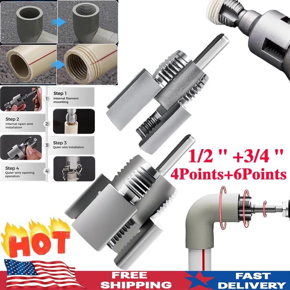 2pcs Integrated Internal & External Pipe Threading-Tool,PVC Pipe Threader Kit gallery