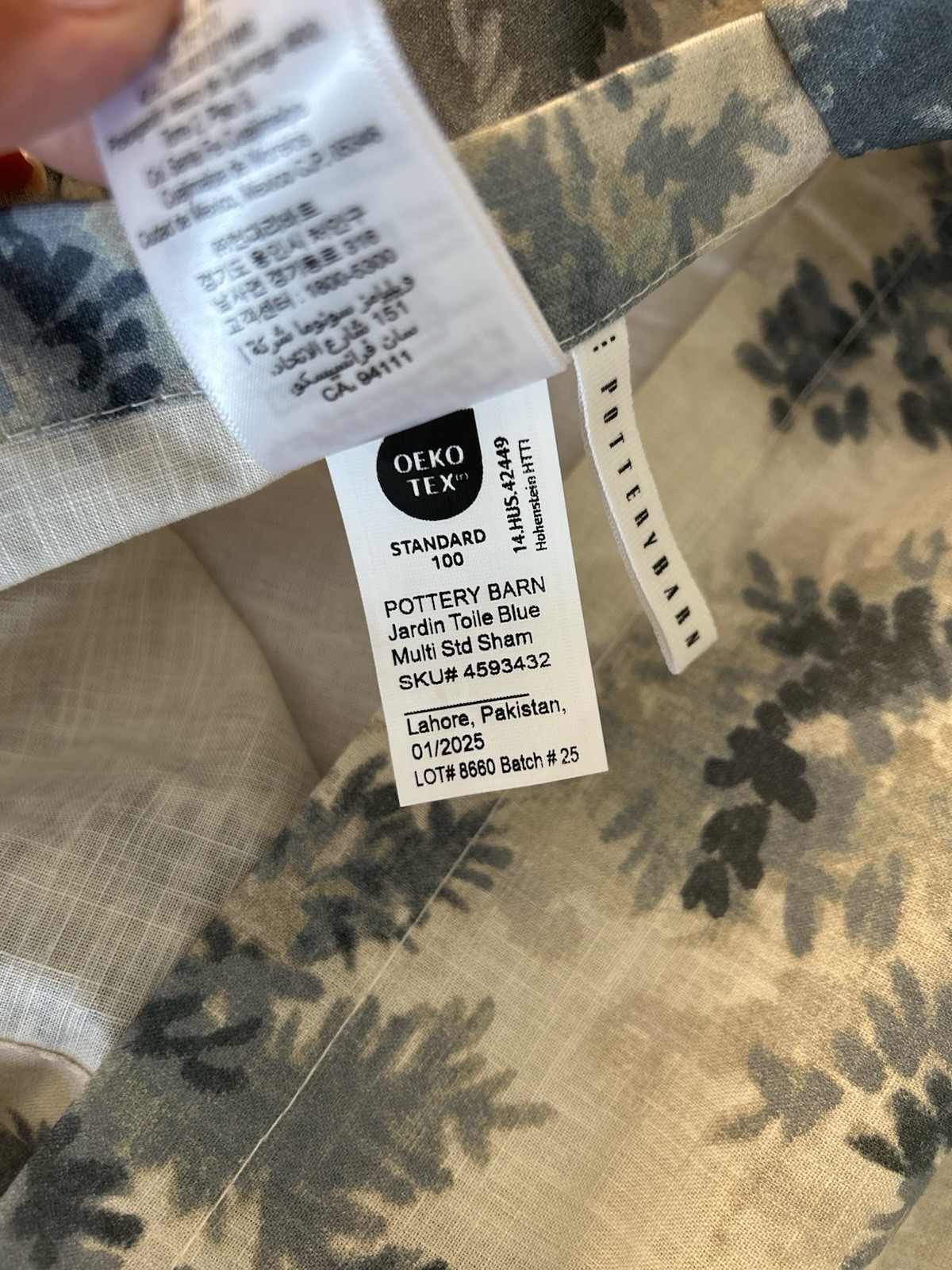 Pottery Barn Jardin Toile Comforter STANDARD Sham (1) PRE-OWNED gallery