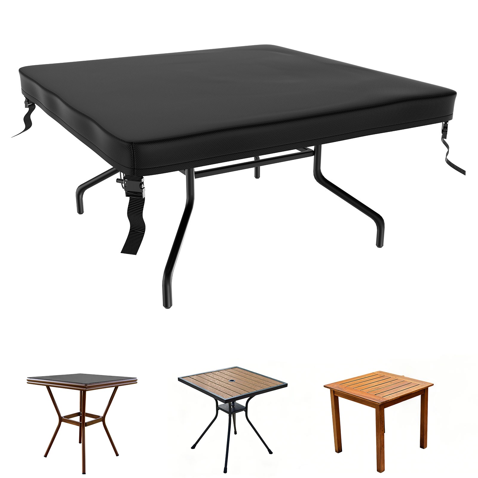 48"L x 48"W x 4"H Waterproof Square Patio Table Cover Protector Outdoor Black gallery