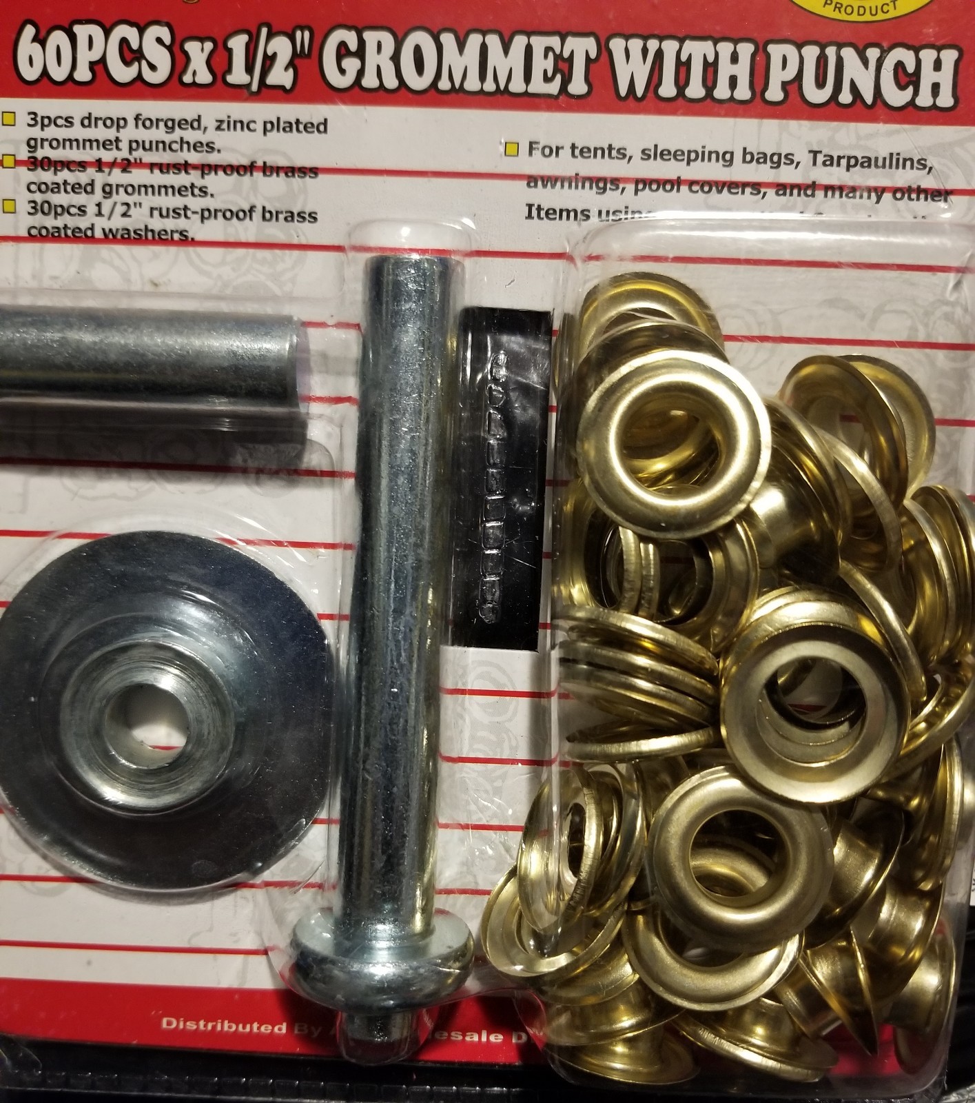 60pc GROMMET KIT with PUNCH ~ Tarps - Tents - Awnings - Pool Free Shipping GS gallery