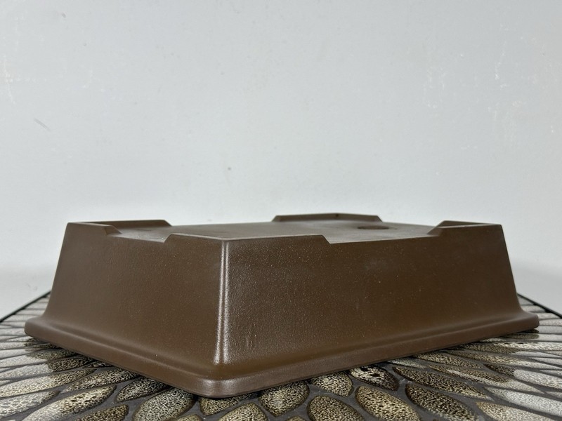 Preowned Japanese Tokoname Rectangular Unglazed Bonsai Pot Kaiyou - 11.25” By 8” gallery
