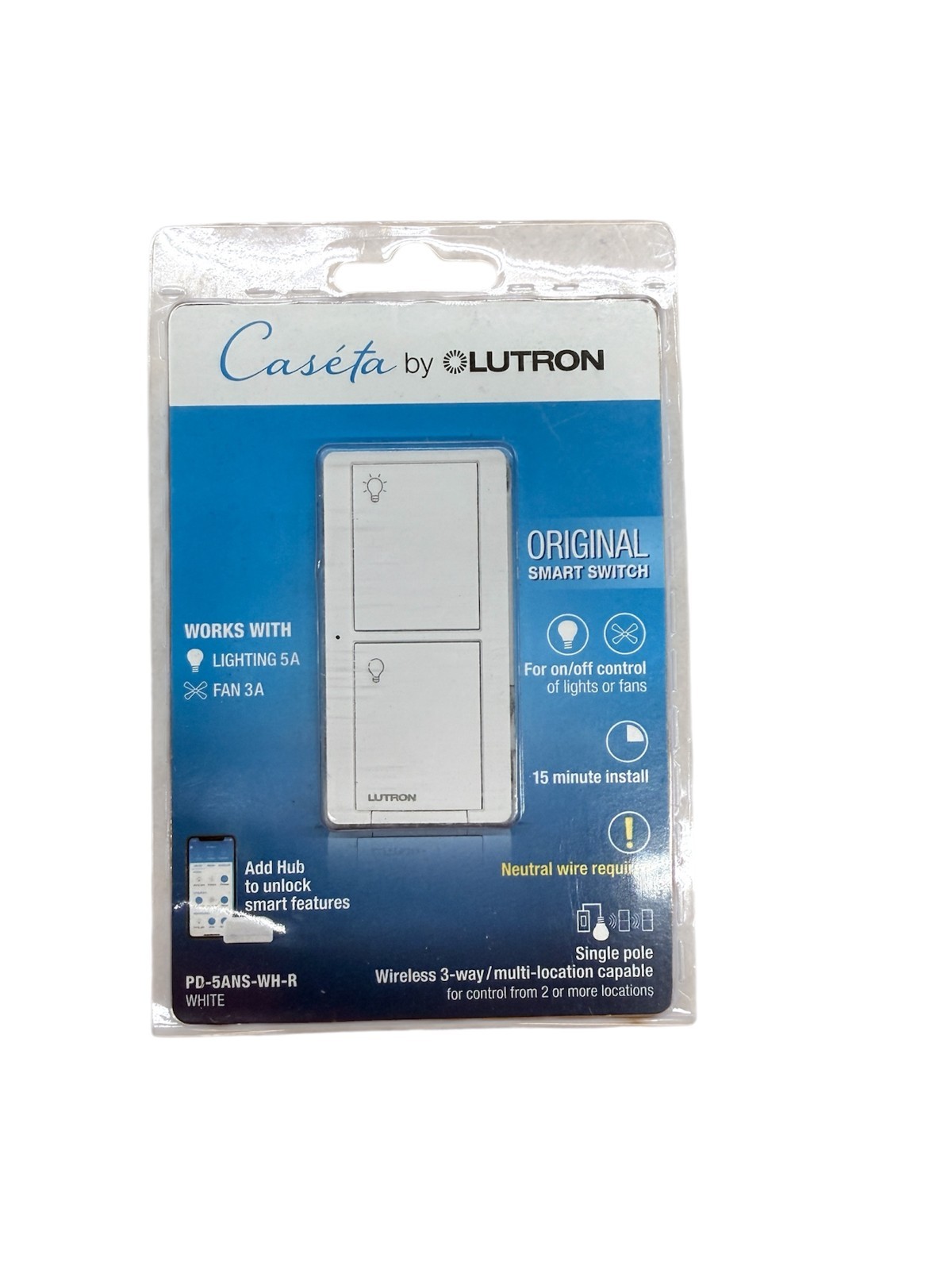 10 PCS Lutron PD-5ANS-WH-R Caseta Wireless Smart Lighting Switch 5A Single Pole gallery