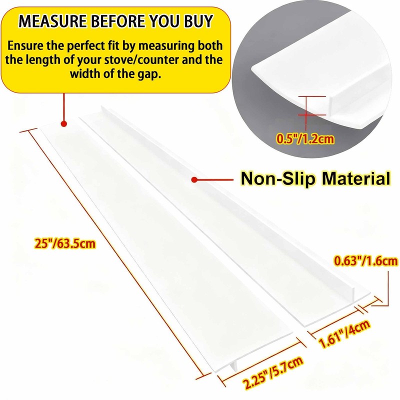 2 Pack Flexible Kitchen Stove Gap Covers, Silicone 21in&25in, Gray,25in gallery