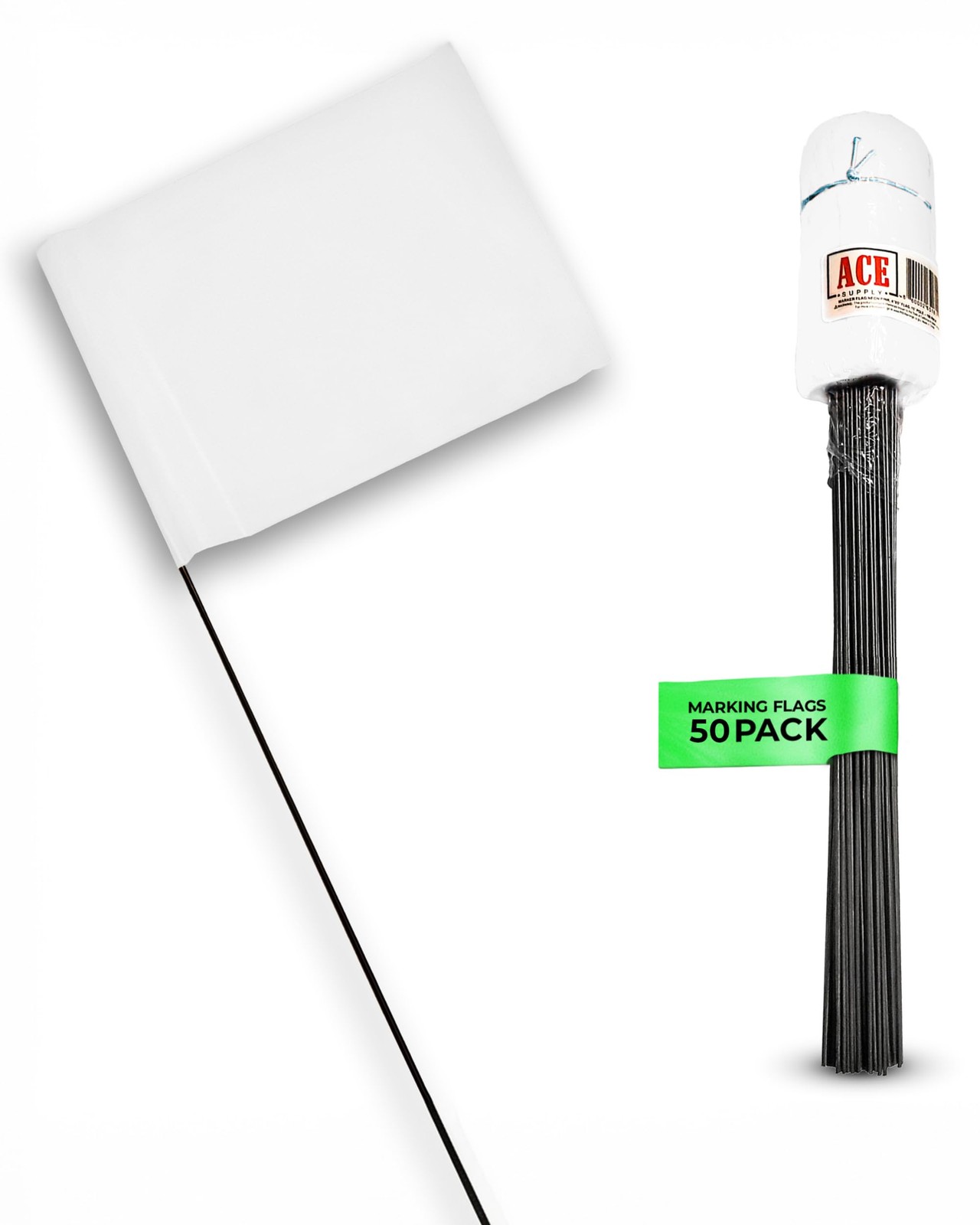 White Flags for Marking Yard - 4x5x15 Inch Invisible Fence Flags for Dogs - 50 gallery