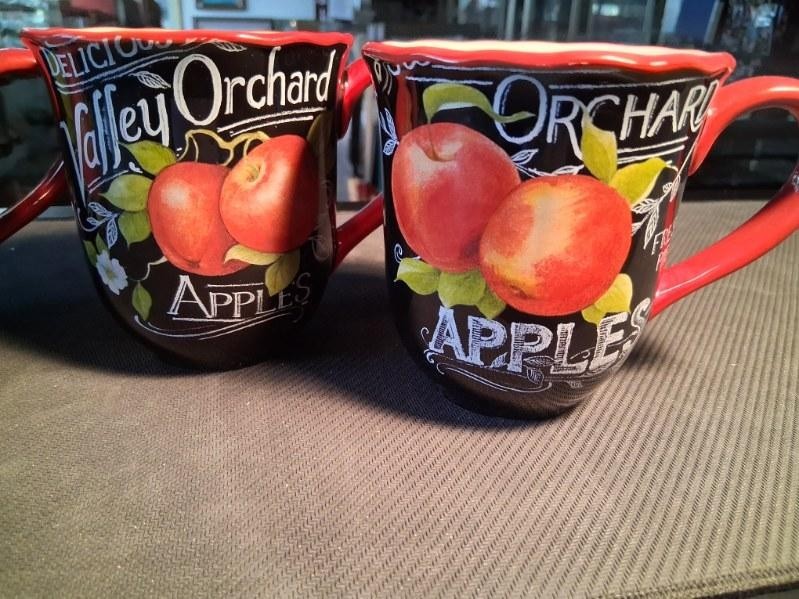 Cracker Barrel Apple Orchard Grove Red/Black Coffee Mugs Set Of 4 gallery