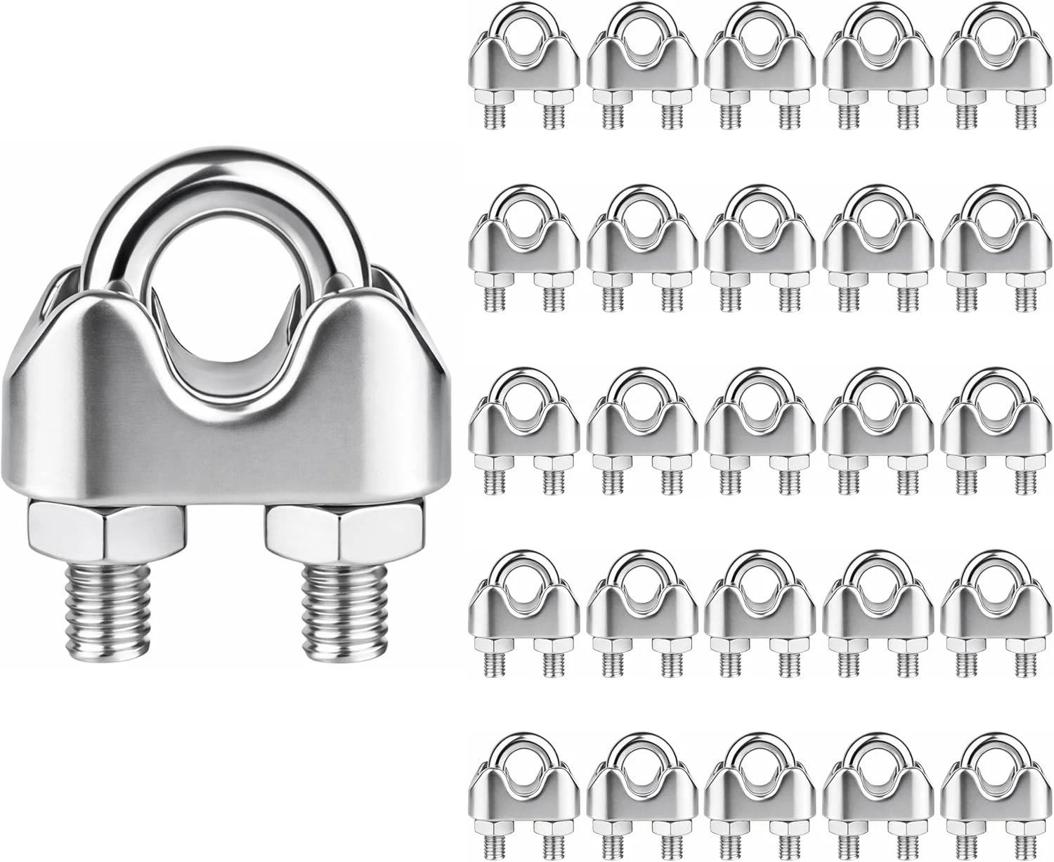 25pcs M4 3/16" Wire Rope Cable Clip Clamp 304 Stainless Steel Saddle Clamp gallery