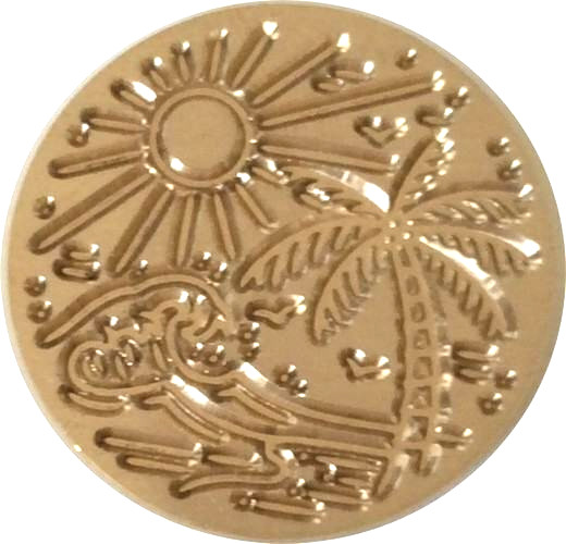 Palm Tree, Sea & Sun Beach Scene Wax Seal Stamp Head, 1.2" diameter gallery