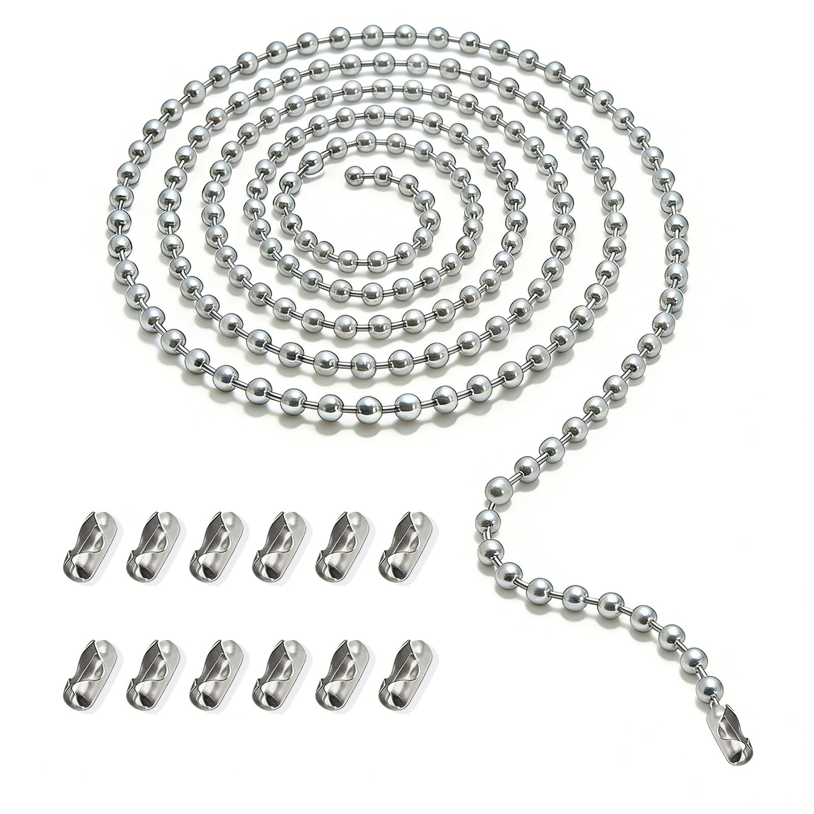120 Inch Silver Ceiling Fan Pull Chain Extension Ball Chain with Connectors gallery