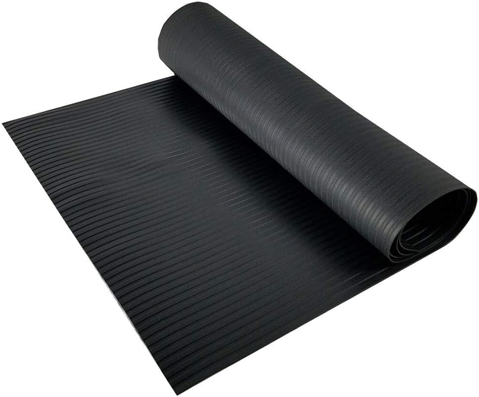 Black Plastic Floor Runner - Embossed Wide Rib Waterproof Vinyl, Heavy Duty P... gallery